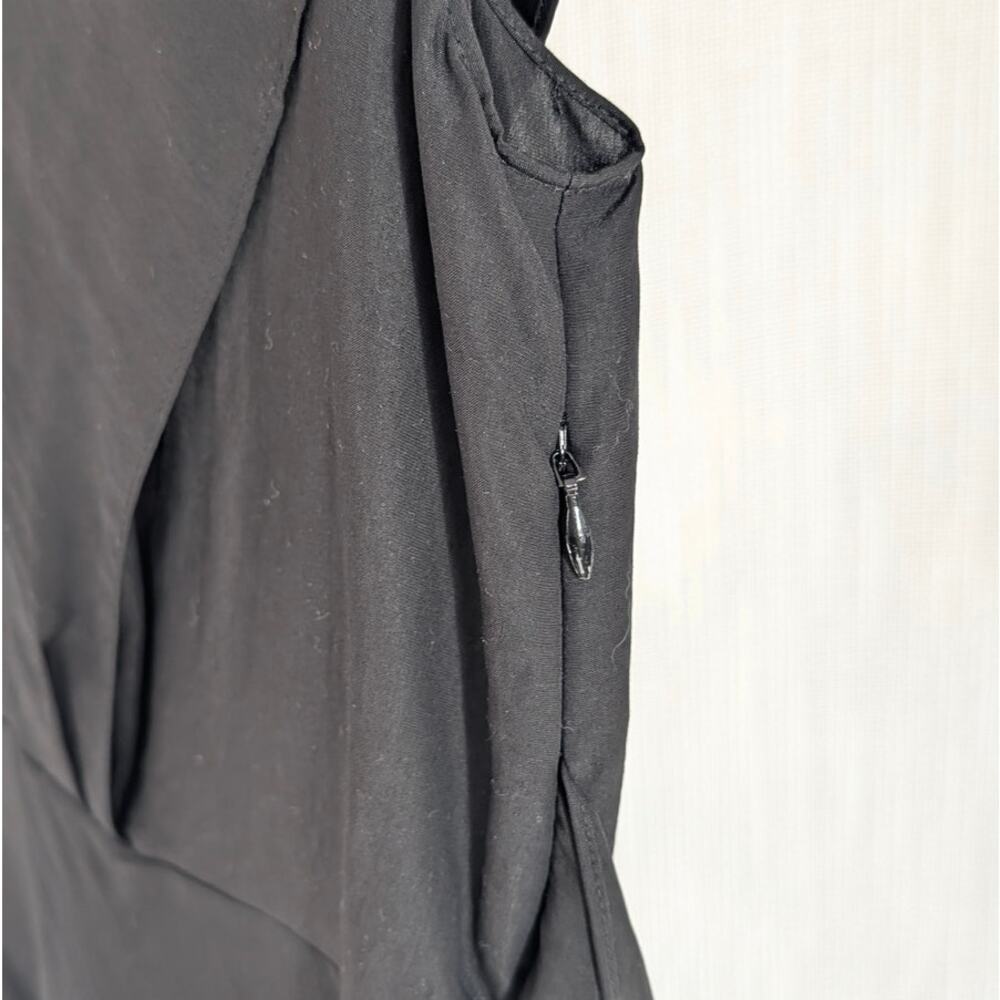 Vince Flutter-Sleeve Tie-Back Midi Dress Womens M Black V-neck Sleeveless - Picture 6 of 12
